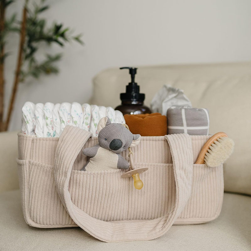 Baby Nursery Handles - Große Faltbare Cord-Windeltasche mit Tragegriff, Tragbare
