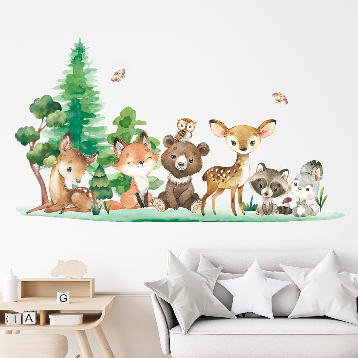 Baby Nursery Forest Theme - Waldtiere Thema Bär Hirsch Kaninchen Kinder