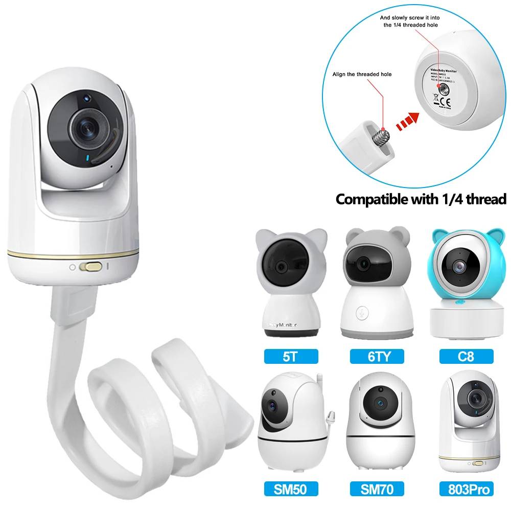 Baby Nursery Camera - Babyphone-Halterung Flexibler Babykamera-Halter Ohne Bohren Kinderbett-Stangenhalterung