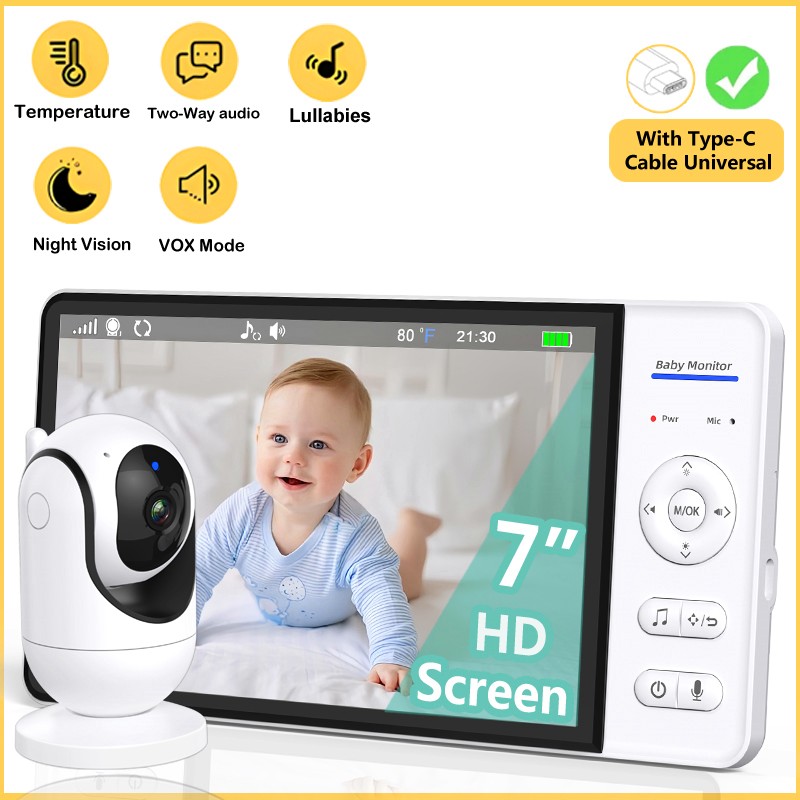 Wearable Baby Monitor - Kein WiFi 7 Zoll Babyphone 2-Wege-Audio