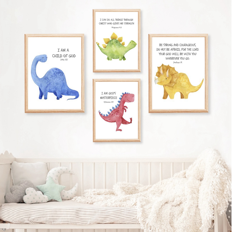 Baby Nursery Quotes - Kinder Bibel Vers Zitieren Drucke Dinosaurier
