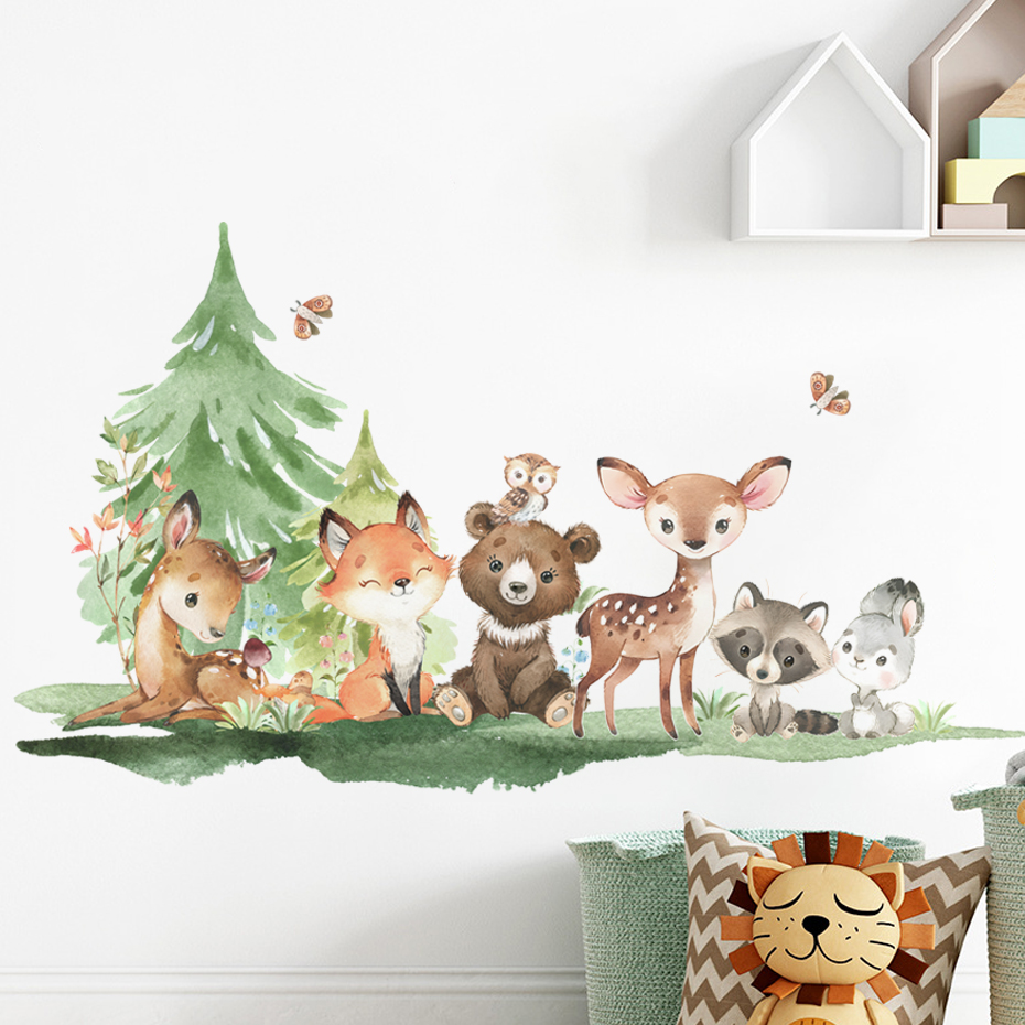 Baby Nursery Forest Theme - Waldtiere Thema Bär Hirsch Kaninchen Kinder