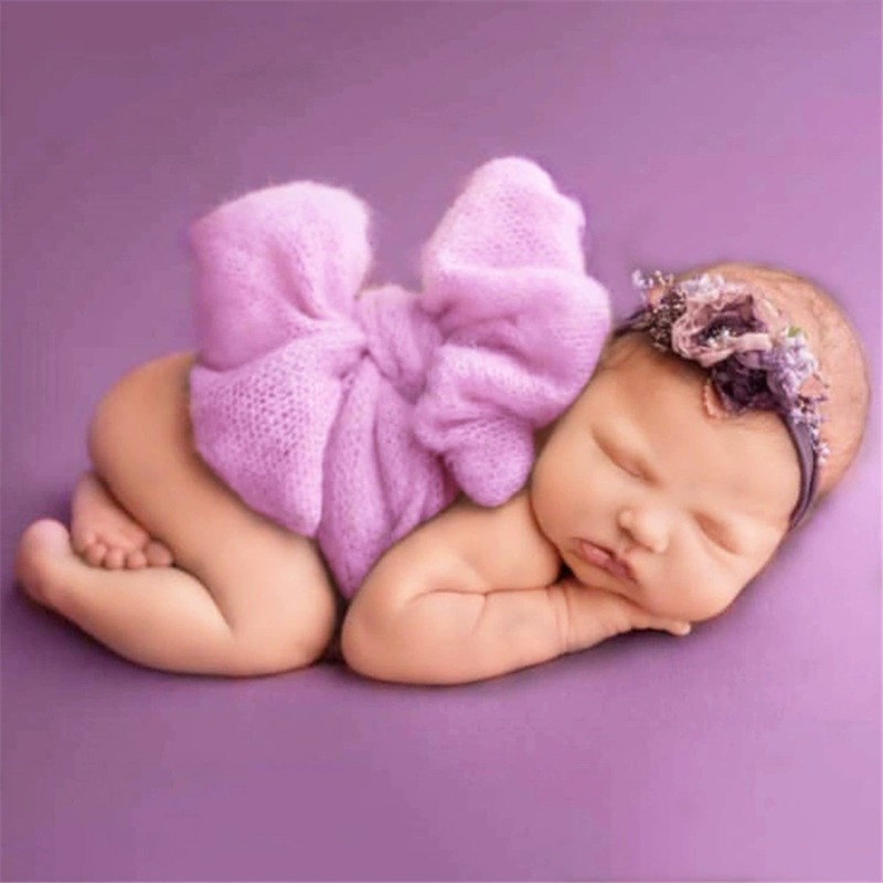 Baby Wrap Stretchy - 2 Stück Schmetterlings-Bowknot-Pose-Gürtel, Neugeborenen-Fotoshooting-Requisiten mit dehnbarem