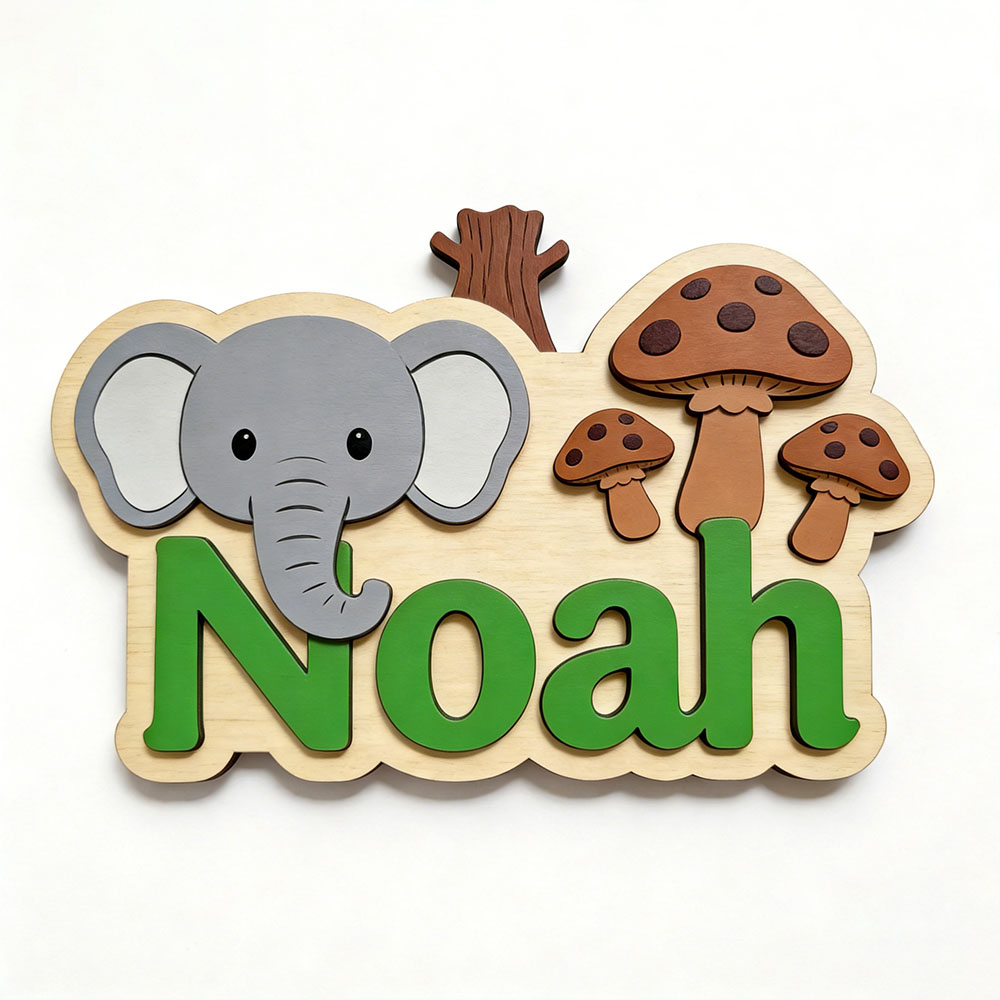 Anpassbare Cartoon-Elefanten-  – Baby Nursery Forest Theme Bewertung und Preis