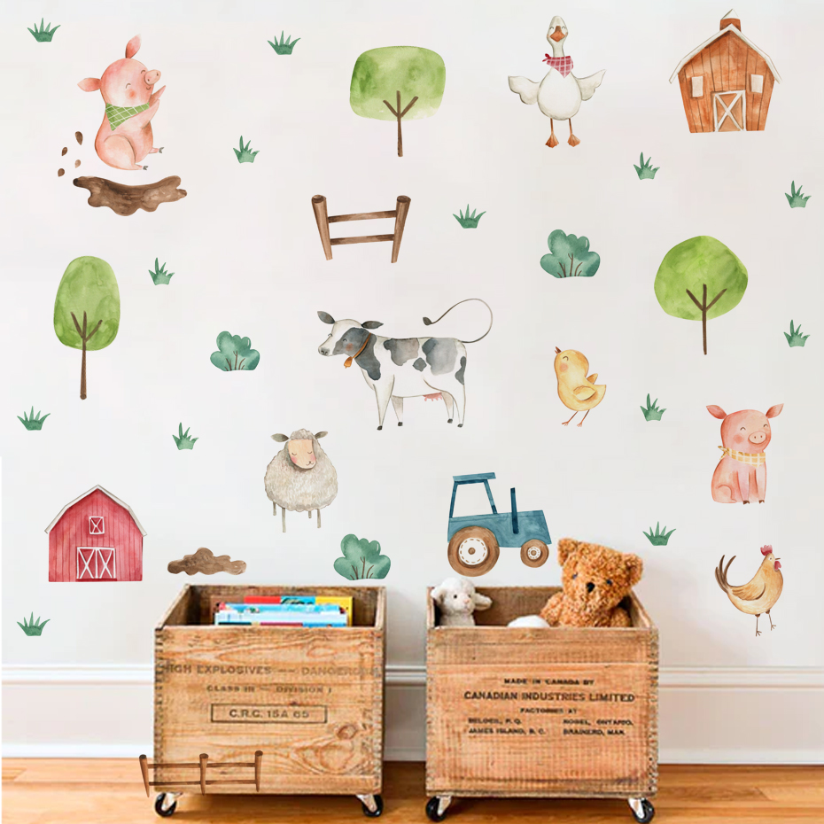 Boho Aquarell süße Bauernhof T – Baby Nursery Murals Bewertung und Preis