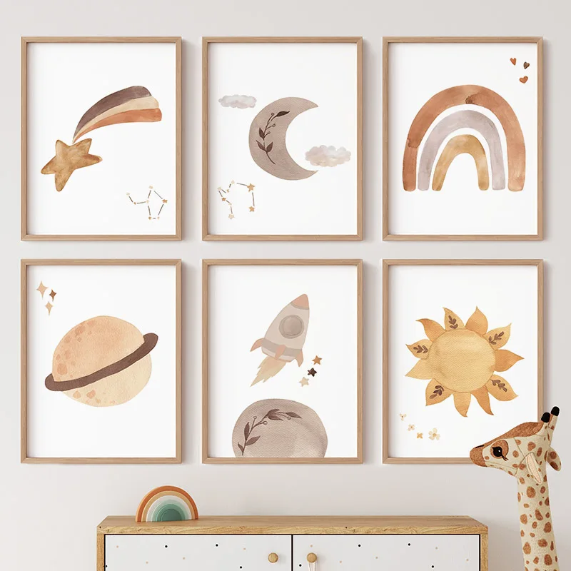 Aquarell Regenbogen Sonne Mond – Baby Nursery Murals Bewertung und Preis
