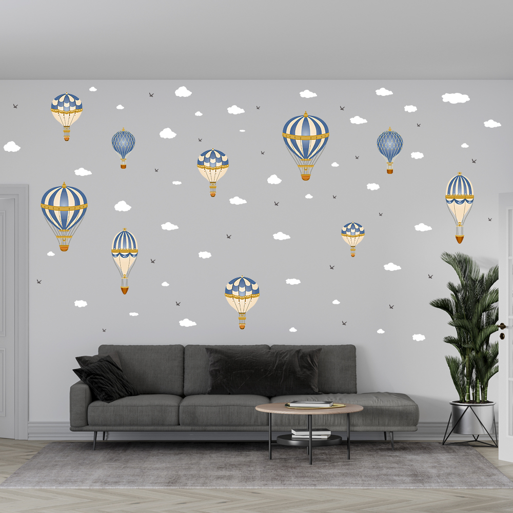 Cartoon Heißluftballon Wolken  – Baby Nursery Murals Bewertung und Preis