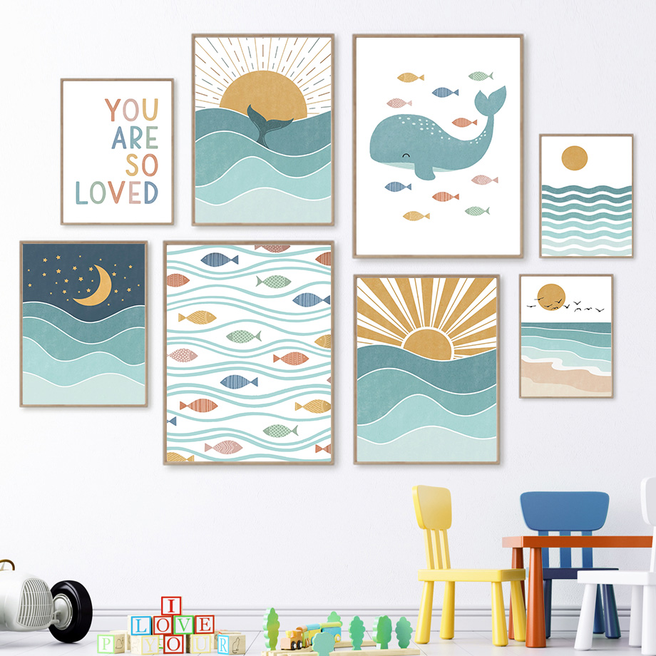 (2D-Leinwandgemälde) Fisch, Wa – Baby Nursery Quotes Bewertung und Preis