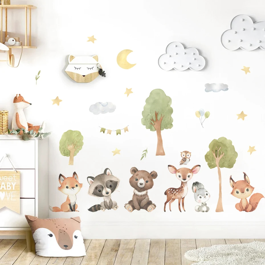 Waldtiere Thema Bär Hirsch Kan – Baby Nursery Forest Theme Bewertung und Preis