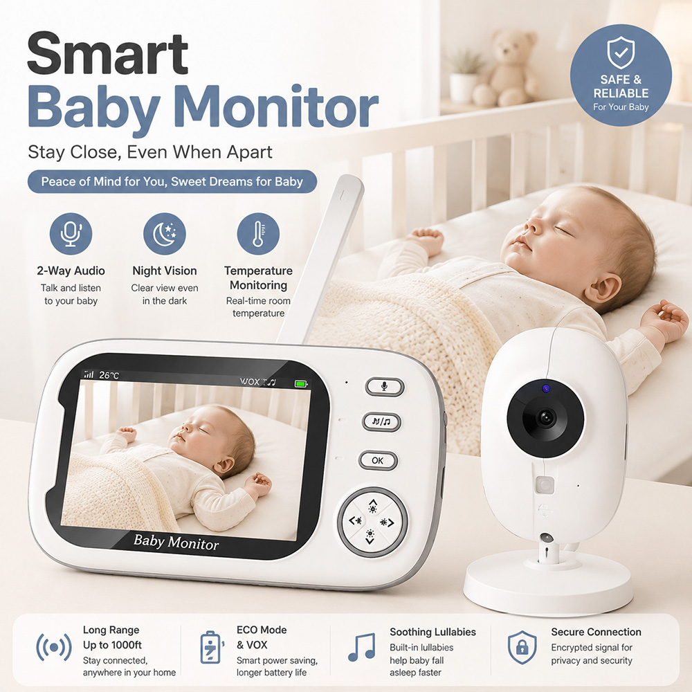 3,5-Zoll-Babyphone mit Kamera  – Wearable Baby Monitor Bewertung und Preis