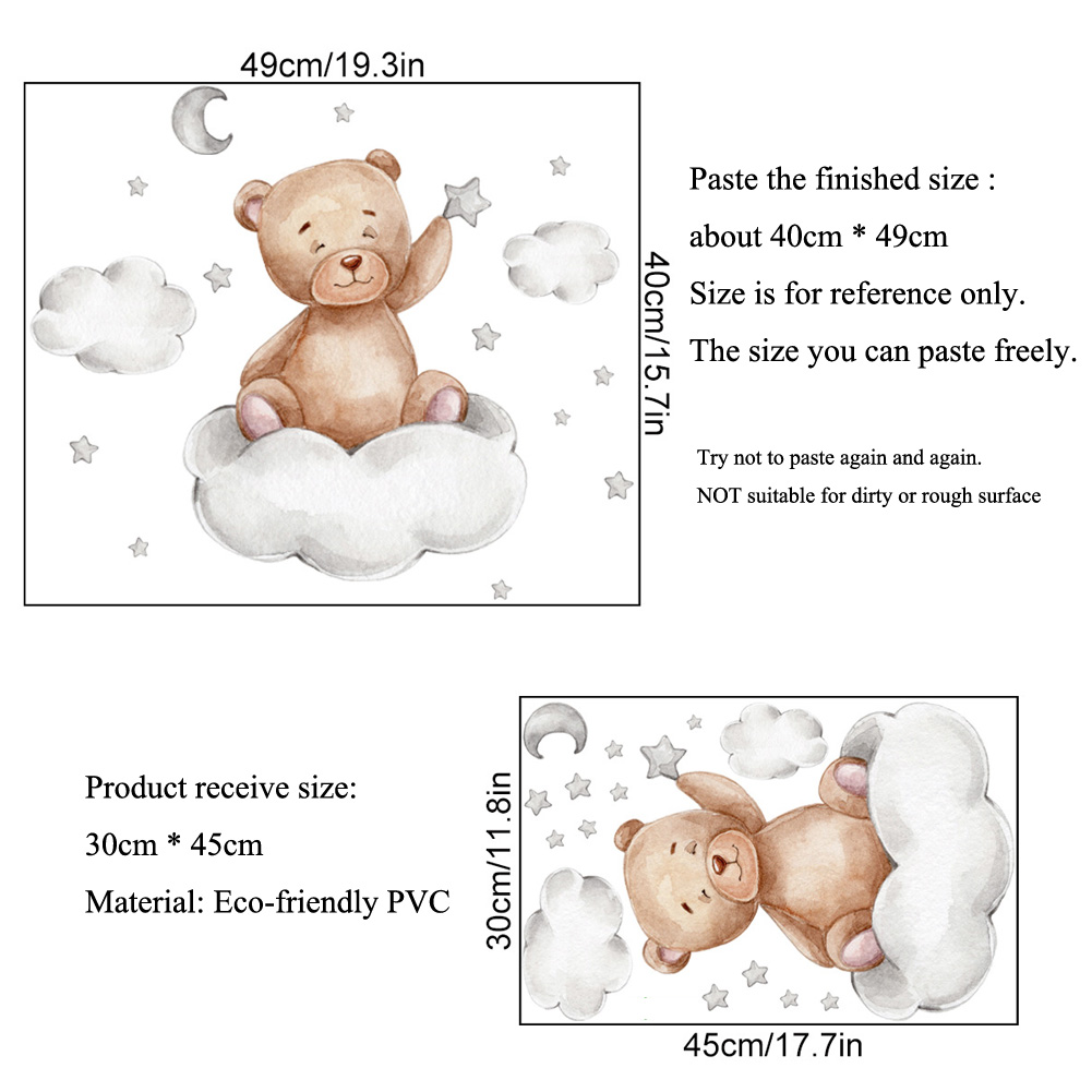 Bär, Mond, Wolken, Sterne, Wan – Baby Nursery Murals Bewertung und Preis
