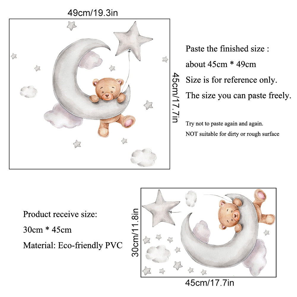 Bär, Mond, Wolken, Sterne, Wan – Baby Nursery Murals Bewertung und Preis