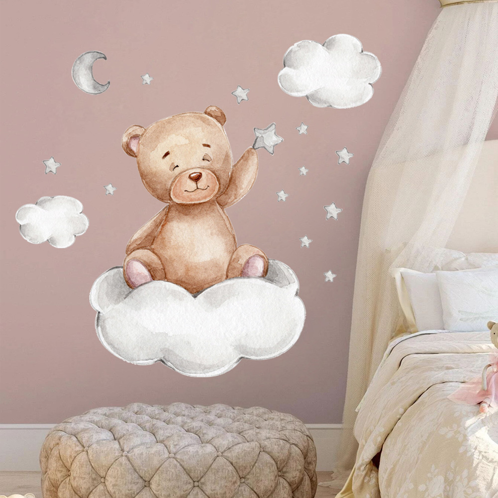 Bär, Mond, Wolken, Sterne, Wan – Baby Nursery Murals Bewertung und Preis